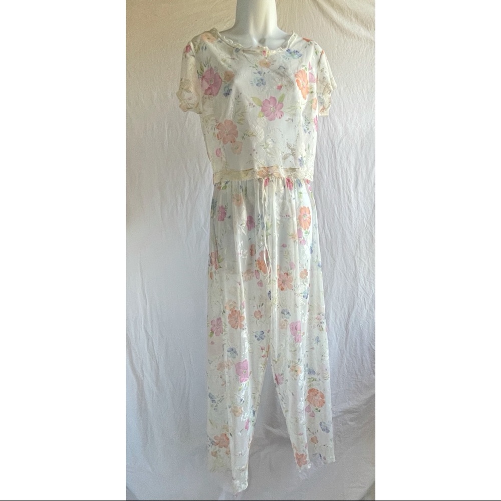 90’s Victoria’s Secret Sheer Floral Crop Top Pants Lounge Set Vintage
